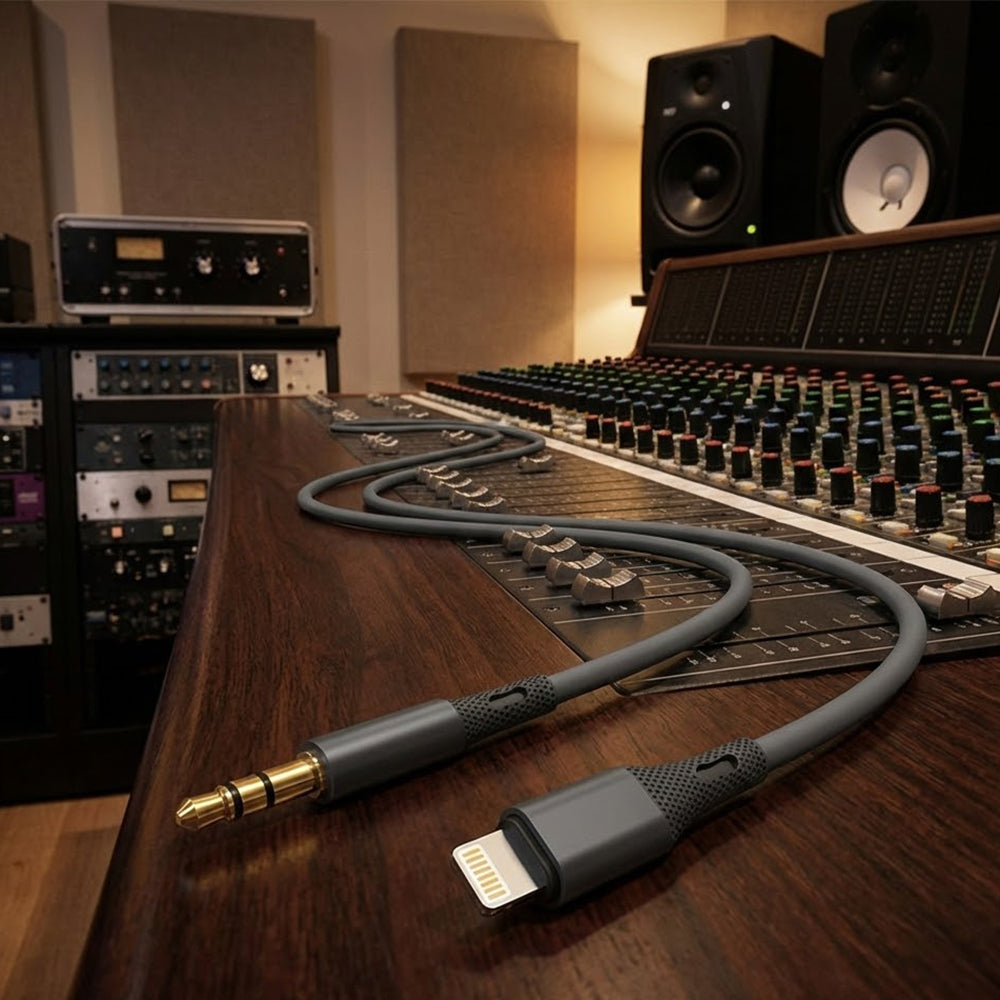 Lightning Audio Cable - 3.5mm Techsuit AC5 SoundFlex, 1m, Gray