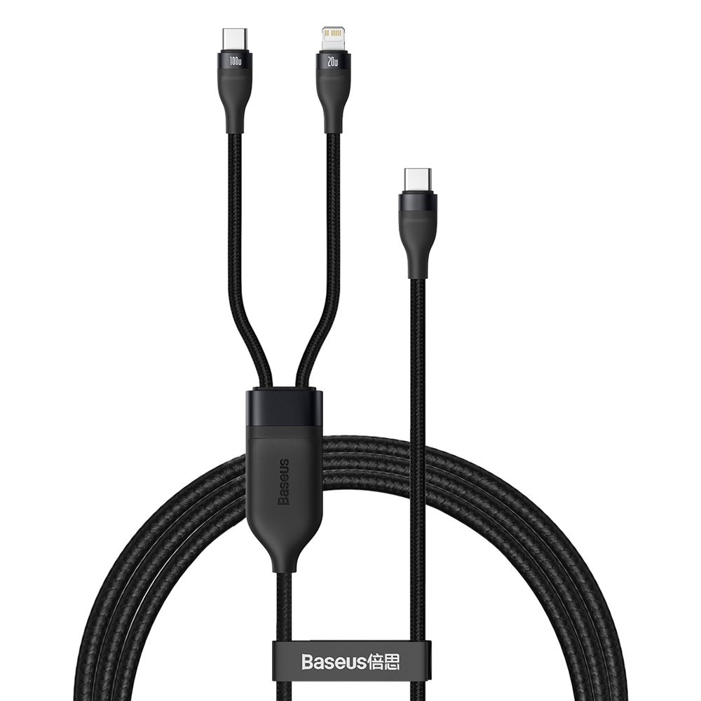 USB-C - Lightning / USB-C Baseus Flash Series 2in1 Data and Charging Cable, 100W, 1.2m, Black CA1T2-F01