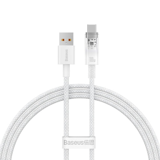 USB-A to USB-C Baseus Explorer Data and Charging Cable, 100W, 1m, White CATS010402