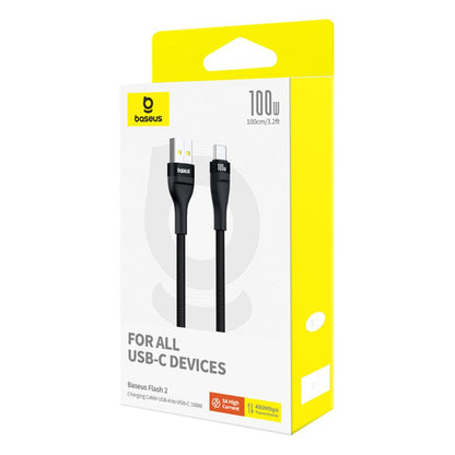 USB-A to USB-C Data and Charging Cable Baseus Flash Series II, 100W, 1m, Black P10311804111-00
