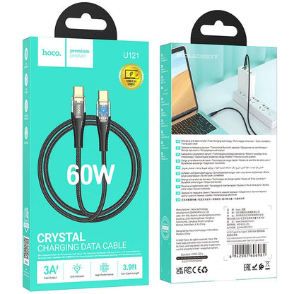 USB-C to USB-C Data and Charging Cable HOCO U121, 60W, 1.2m, Black