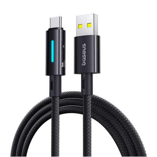 USB-A to USB-C Data and Charging Cable Baseus Lit Button Control, 100W, 2m, Black P10379002121-01