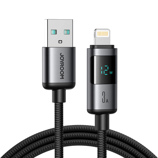USB-A to Lightning Data and Charging Cable Joyroom S-A16 Pro Prism Display, 12W, 1.2m, Black