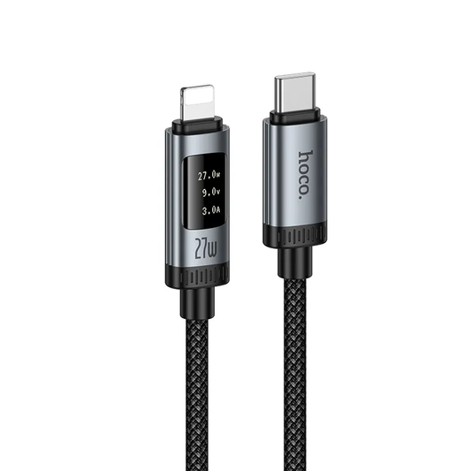 USB-C to Lightning Data and Charging Cable HOCO Display U148, 27W, 1.2m, Black