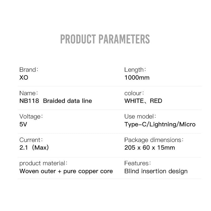 USB-A to microUSB Data and Charging Cable XO Design NB118, 18W, 1m, Red
