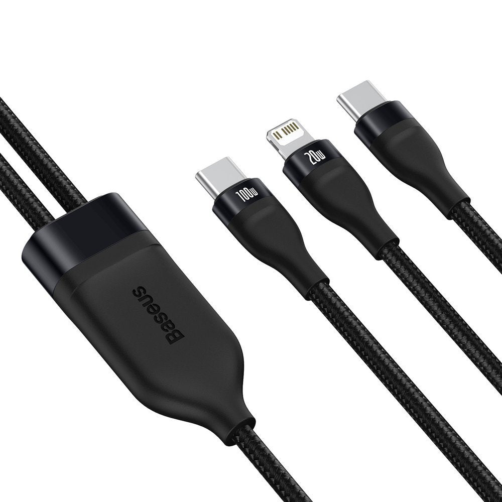 USB-C - Lightning / USB-C Baseus Flash Series 2in1 Data and Charging Cable, 100W, 1.2m, Black CA1T2-F01