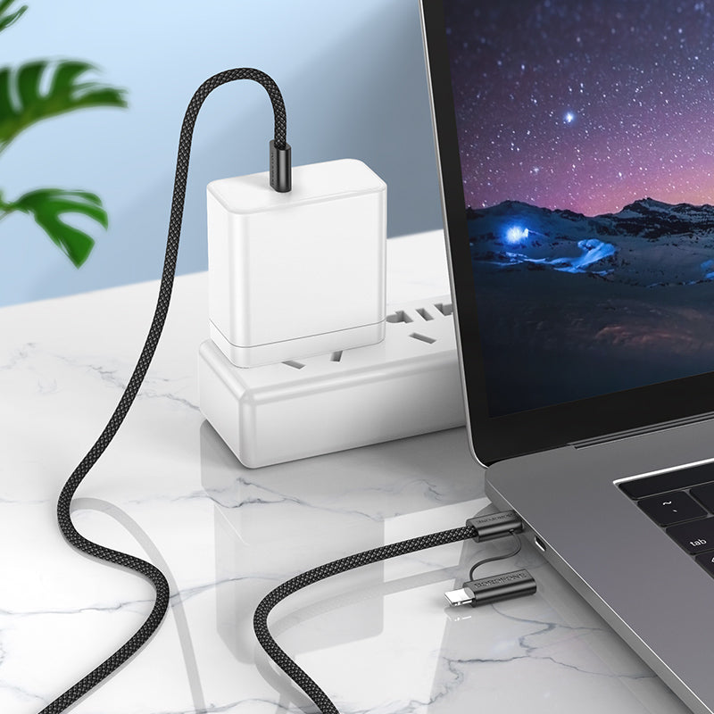 USB-C - Lightning / USB-C Borofone BX104 Primo 2in1 Data and Charging Cable, 60W, 1m, Black
