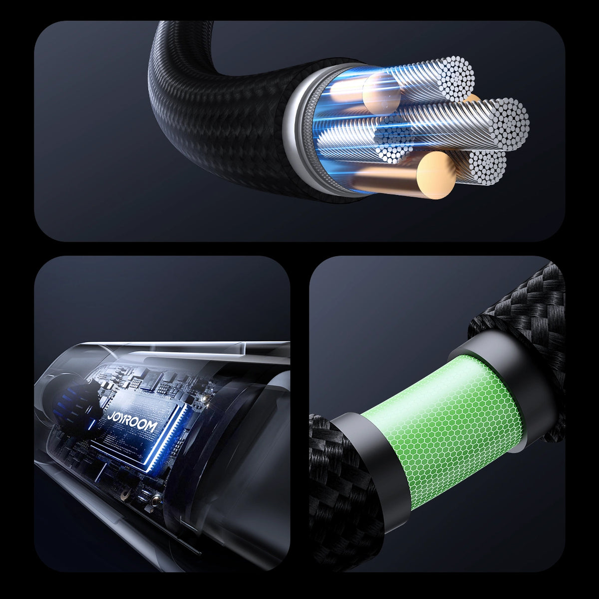 USB-A to USB-C Data and Charging Cable Joyroom S-A16 Pro Prism Display, 66W, 1.2m, Black