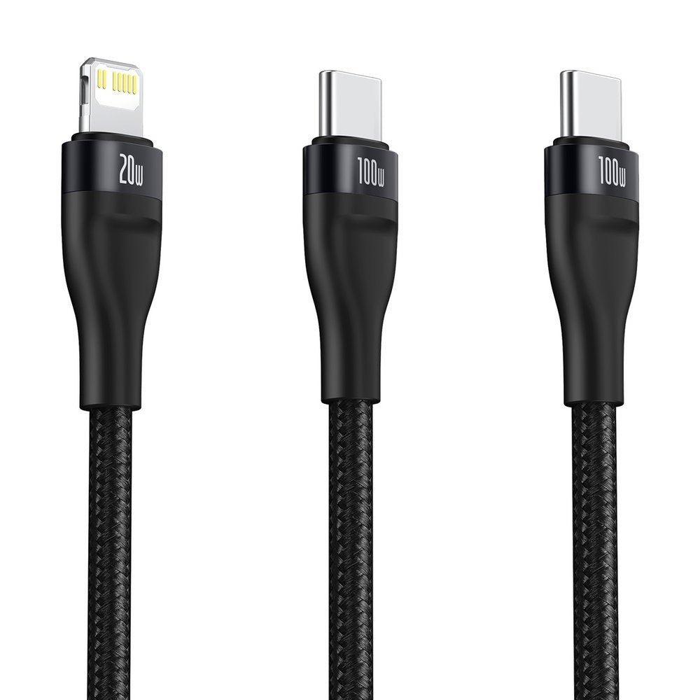 USB-C - Lightning / USB-C Baseus Flash Series 2in1 Data and Charging Cable, 100W, 1.2m, Black CA1T2-F01