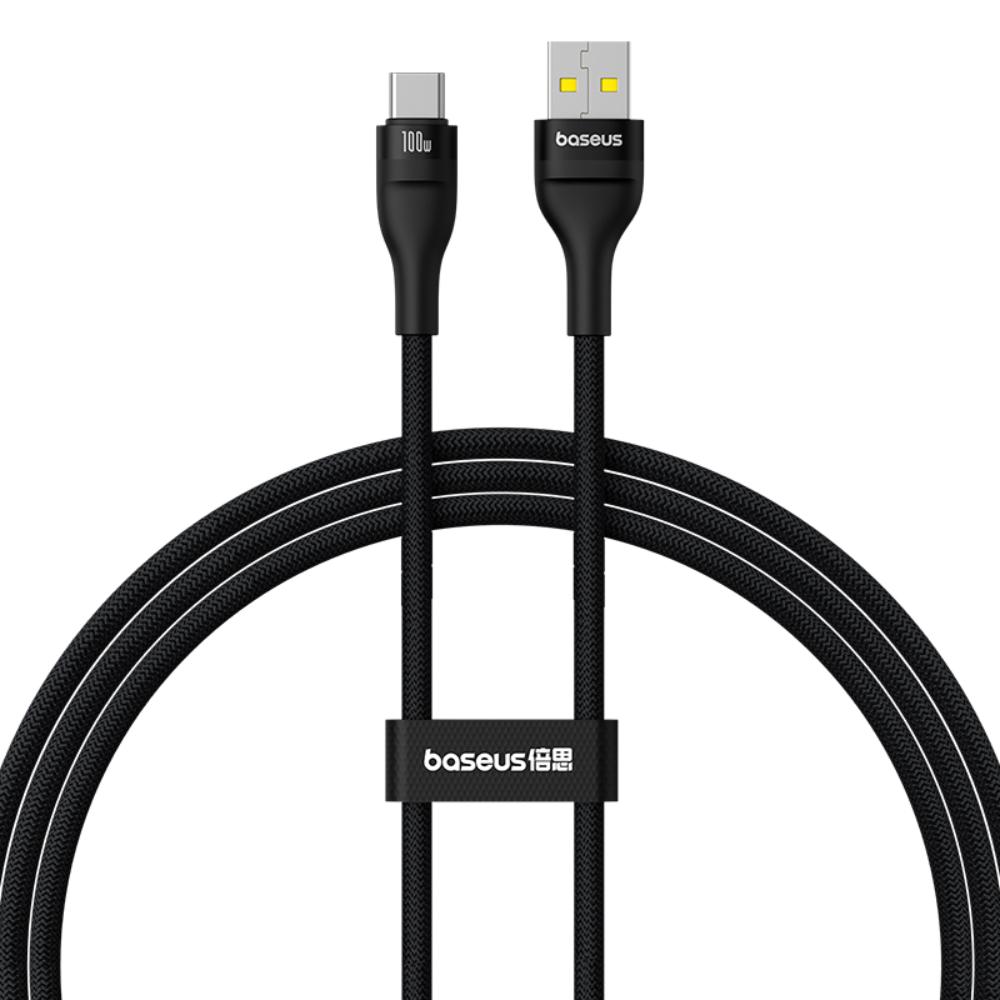 USB-A to USB-C Data and Charging Cable Baseus Flash Series II, 100W, 1m, Black P10311804111-00