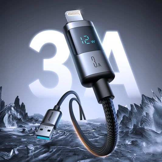 USB-A to Lightning Data and Charging Cable Joyroom S-A16 Pro Prism Display, 12W, 1.2m, Black