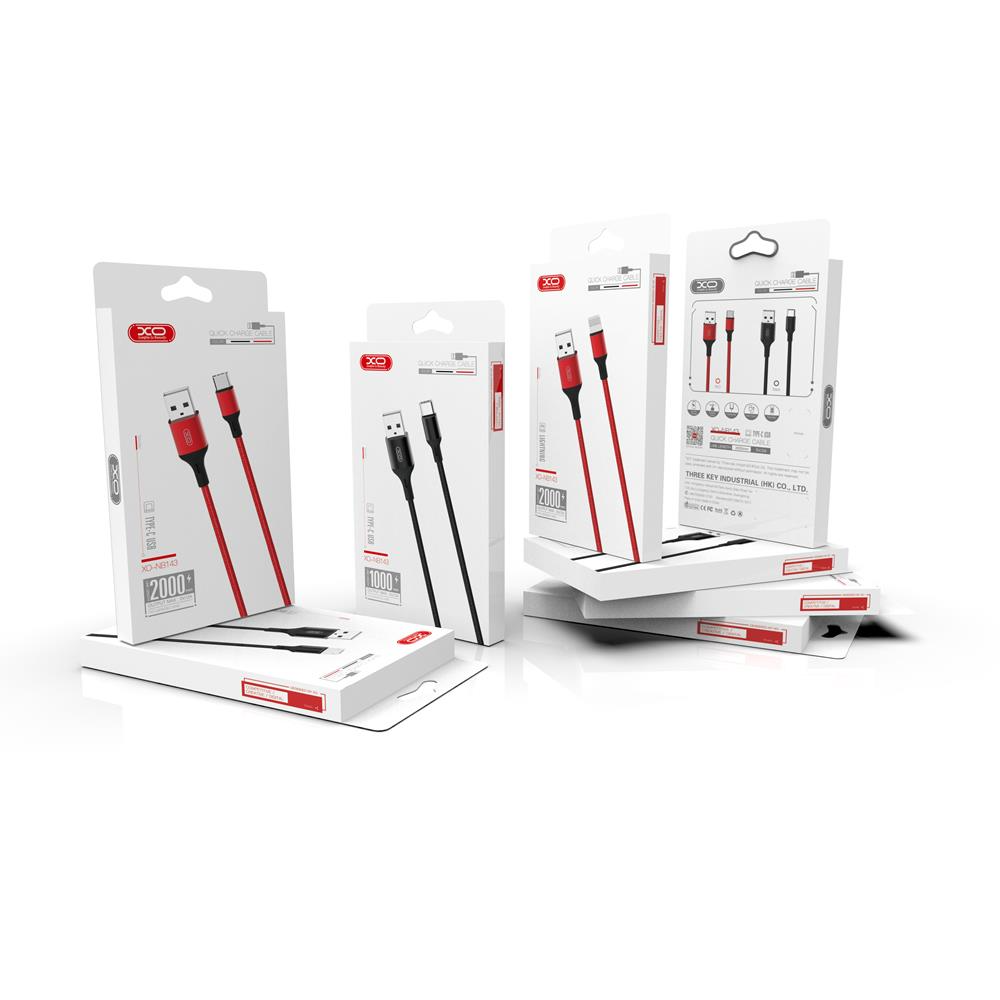 USB-A to USB-C Data and Charging Cable XO Design NB143, 18W, 2m, Red