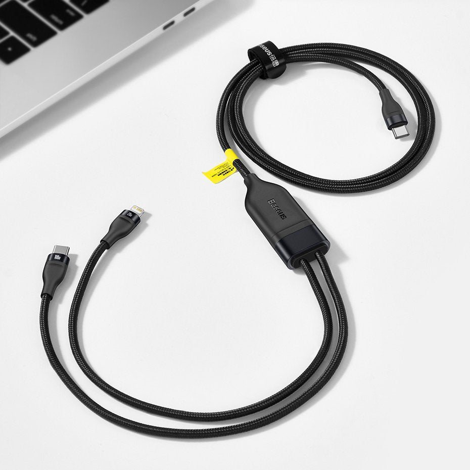 USB-C - Lightning / USB-C Baseus Flash Series 2in1 Data and Charging Cable, 100W, 1.2m, Black CA1T2-F01
