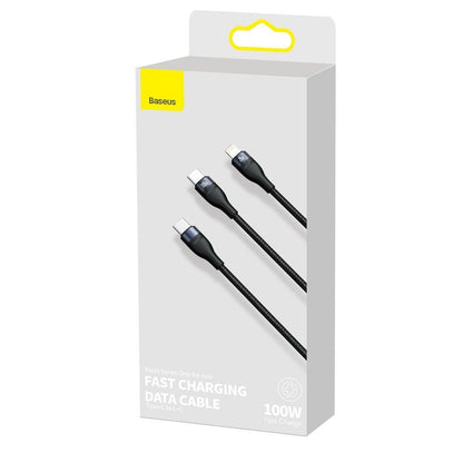 USB-C - Lightning / USB-C Baseus Flash Series 2in1 Data and Charging Cable, 100W, 1.2m, Black CA1T2-F01