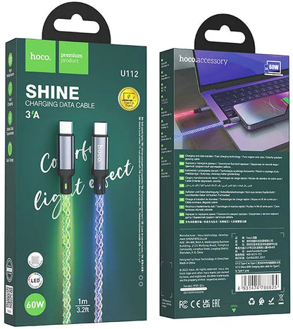 USB-C Data and Charging Cable - USB-C HOCO U112, 60W, 1m, Gray