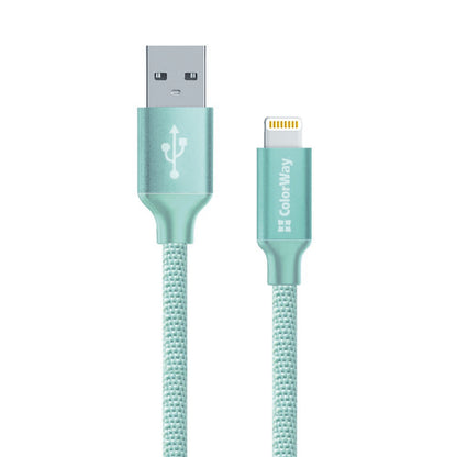 USB-A to Lightning Data and Charging Cable ColorWay CW-CBUL004, 18W, 1m, Green