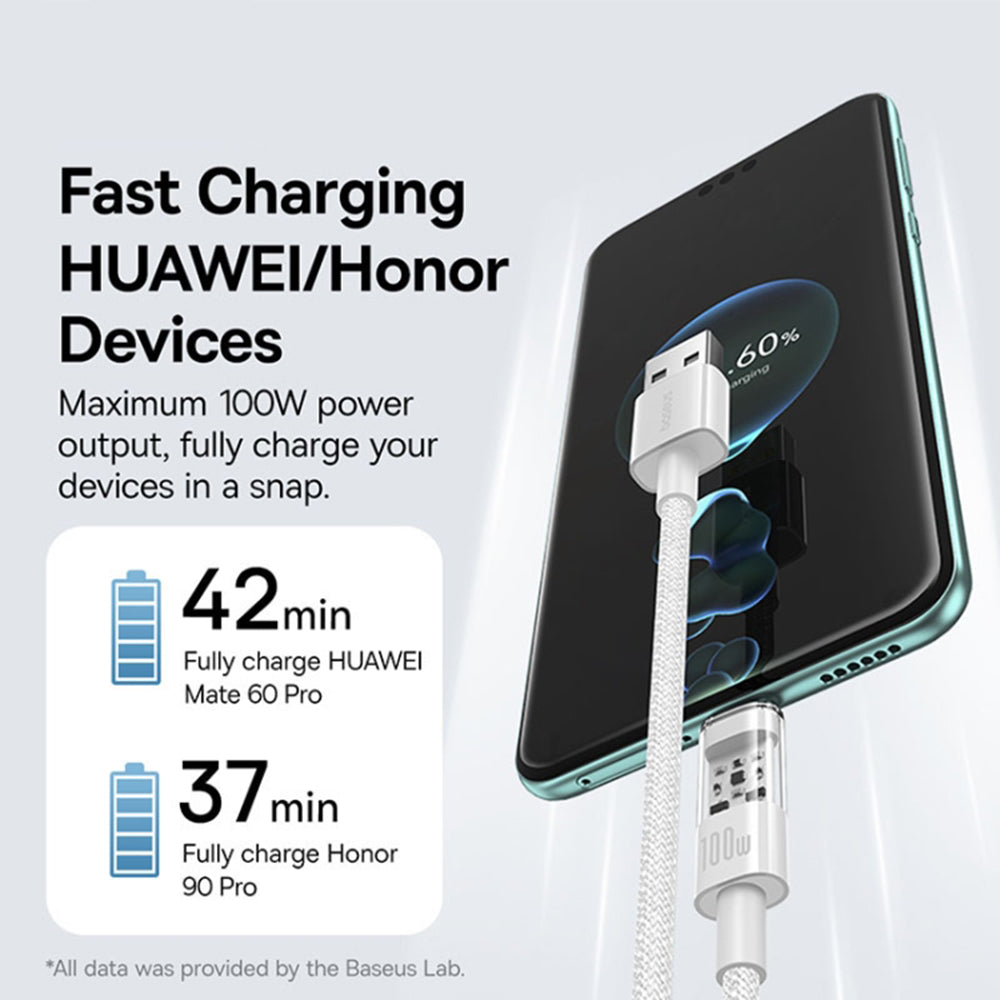 USB-A to USB-C Baseus Gem Data and Charging Cable, 100W, 1m, White P10373002211-00