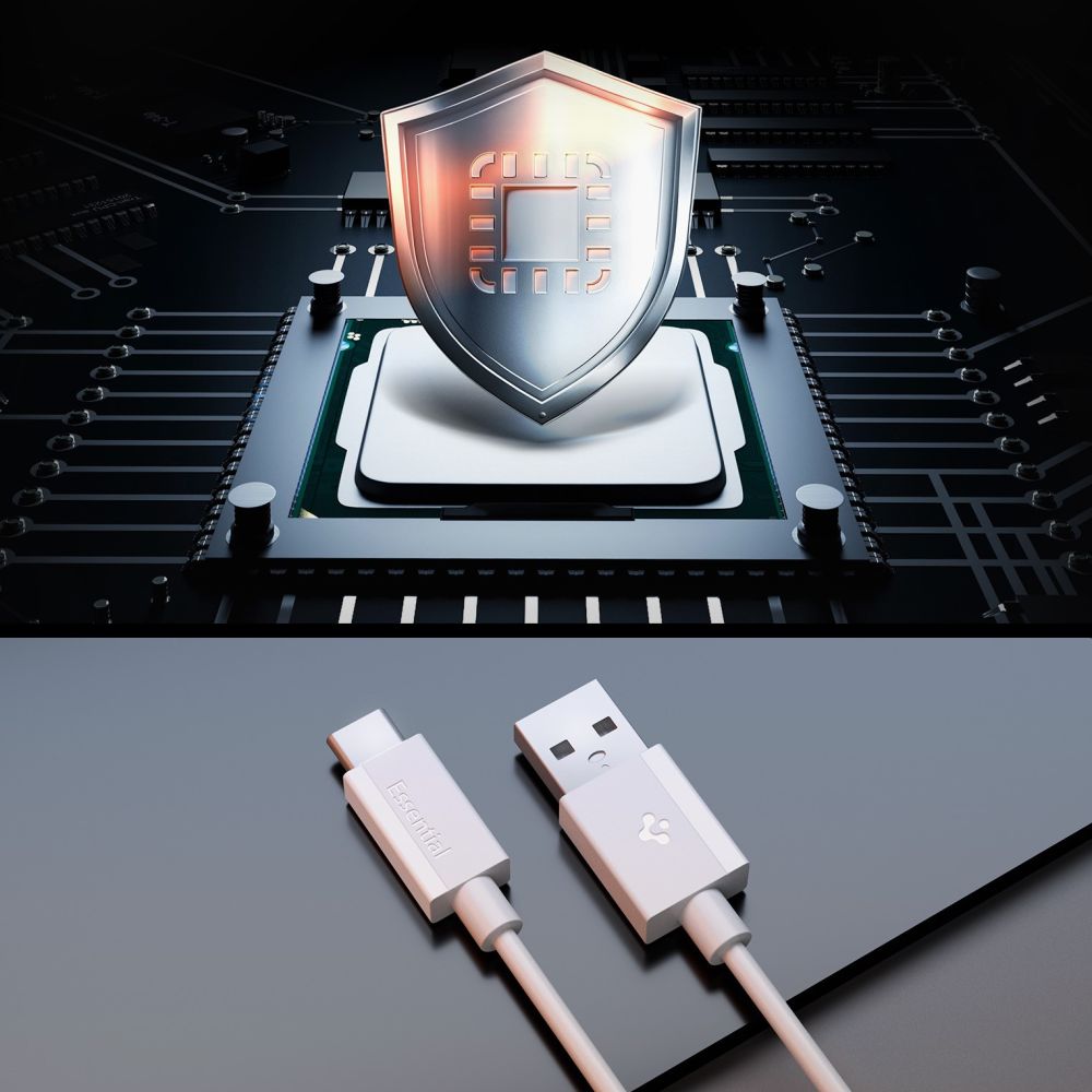 Spigen Essential USB-A to USB-C Data and Charging Cable, 60W, 1m, White ACA08715