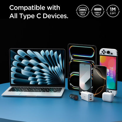 Spigen Essential USB-A to USB-C Data and Charging Cable, 60W, 1m, White ACA08715