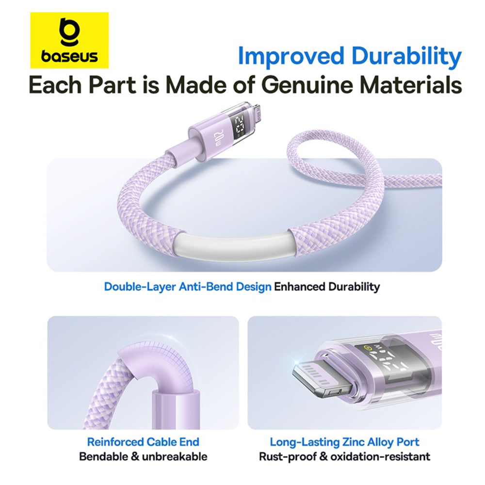 USB-C - Lightning Baseus Display 2 Data and Charging Cable, 20W, 2m, Purple P10382703511-01