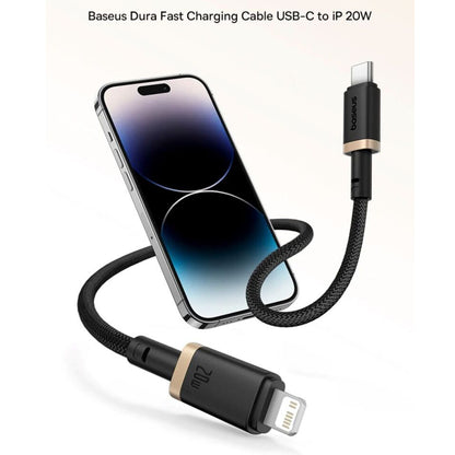 USB-C to Lightning Data and Charging Cable Baseus Dura Series, 20W, 1m, Black Gold P10377800U01-03