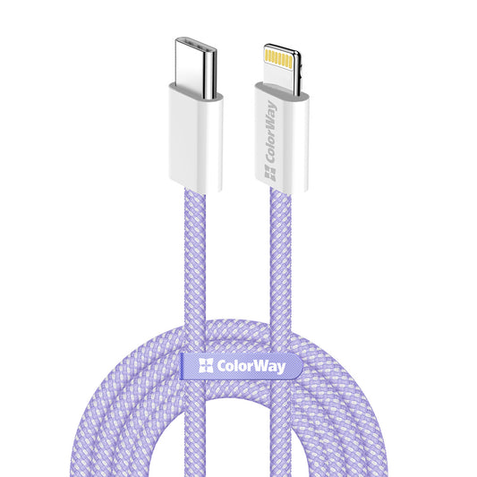 USB-C to Lightning Data and Charging Cable ColorWay CW-CBPDCL061, 27W, 1m, Purple