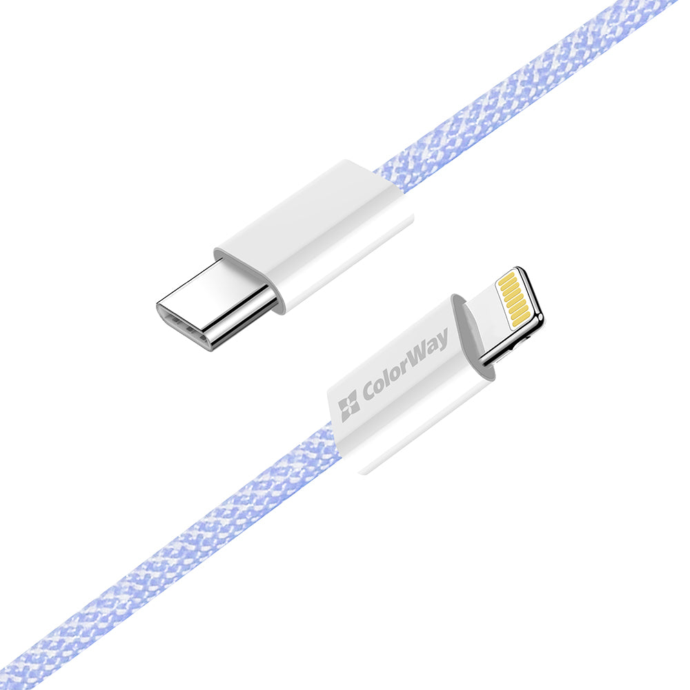 USB-C to Lightning Data and Charging Cable ColorWay CW-CBPDCL061, 27W, 1m, Purple