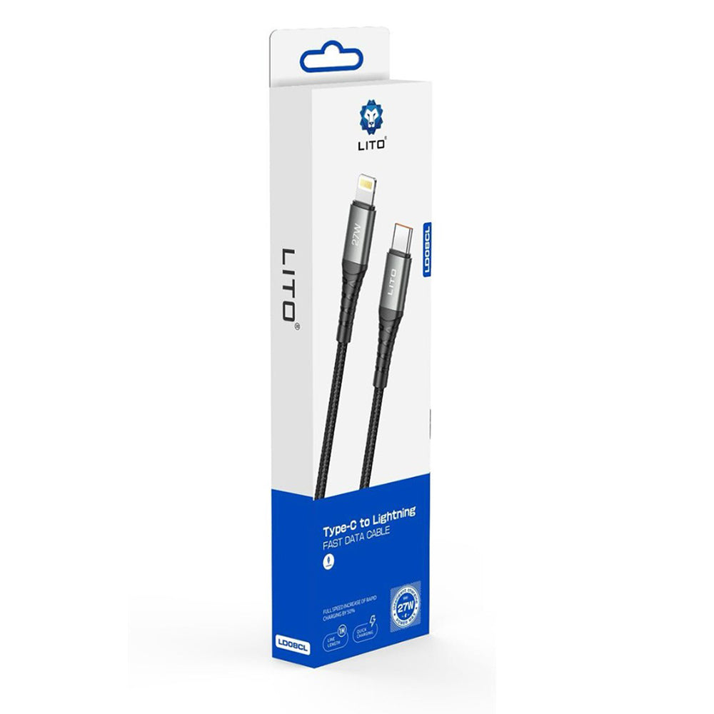 USB-C to Lightning Data and Charging Cable Lito LD22CL, 27W, 2m, Black