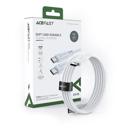 USB-C Data and Charging Cable - USB-C Acefast C3-03, 60W, 1.2m, White
