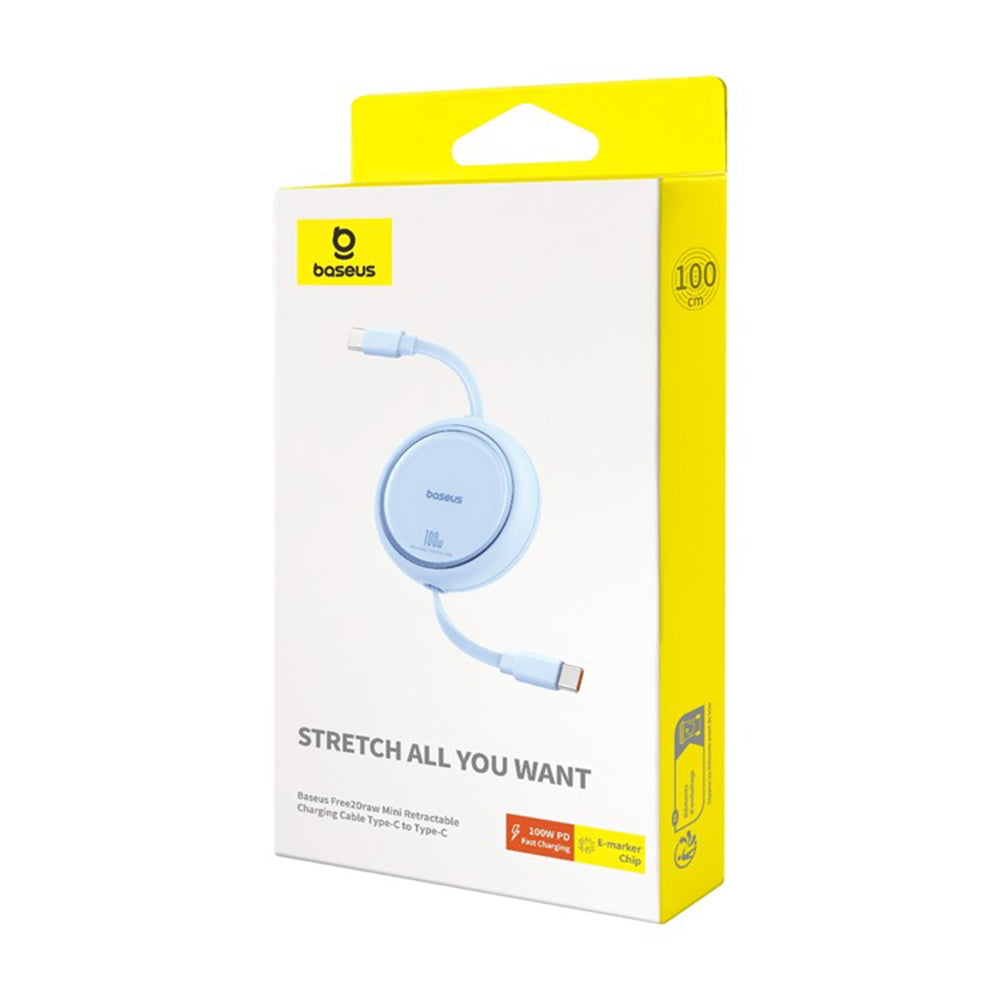 USB-C Data and Charging Cable - USB-C Baseus Free2Draw Mini Retractable, 100W, 1m, Blue P10364500311-00