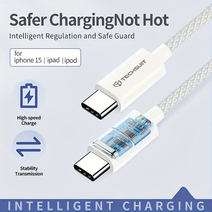 USB-C Data and Charging Cable - USB-C Techsuit PCB114D, 60W, 1m, Green