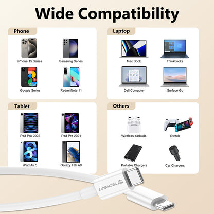 USB-C Data and Charging Cable - USB-C Techsuit PCB130, 60W, 1m, White
