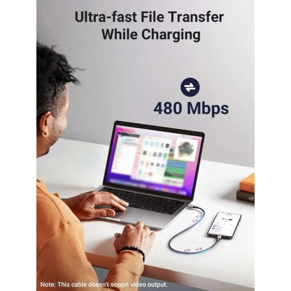 USB-C Data and Charging Cable - USB-C UGREEN L502, 100W, 1m, Black