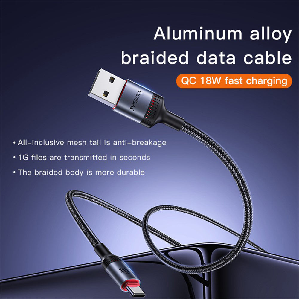 USB-C Data and Charging Cable - USB-C Yesido CA183, 60W, 2m, Black