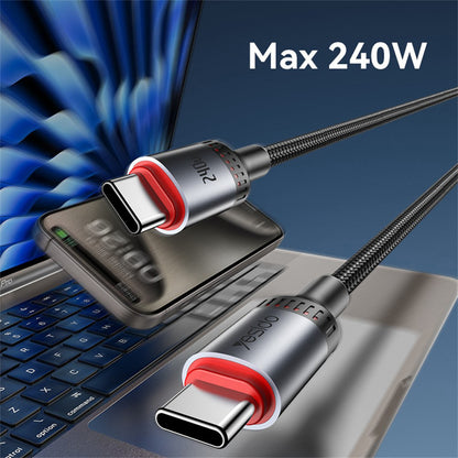 USB-C Data and Charging Cable - USB-C Yesido CA186, 240W, 2m, Black