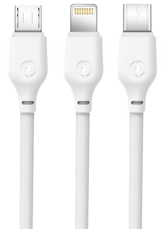 USB-A - Lightning / microUSB / USB-C XO Design NB103 3in1 Charging Cable, 10W, 1m, White