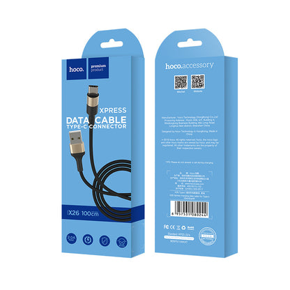 USB-A to USB-C HOCO X26 Xpress Data and Charging Cable, 18W, 1m, Gold