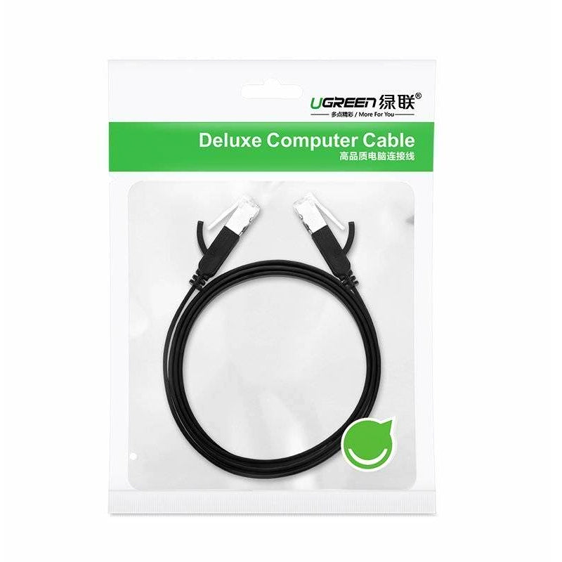 UGREEN Network Cable NW101 Flat, UTP, Cat6, 1m, Black 