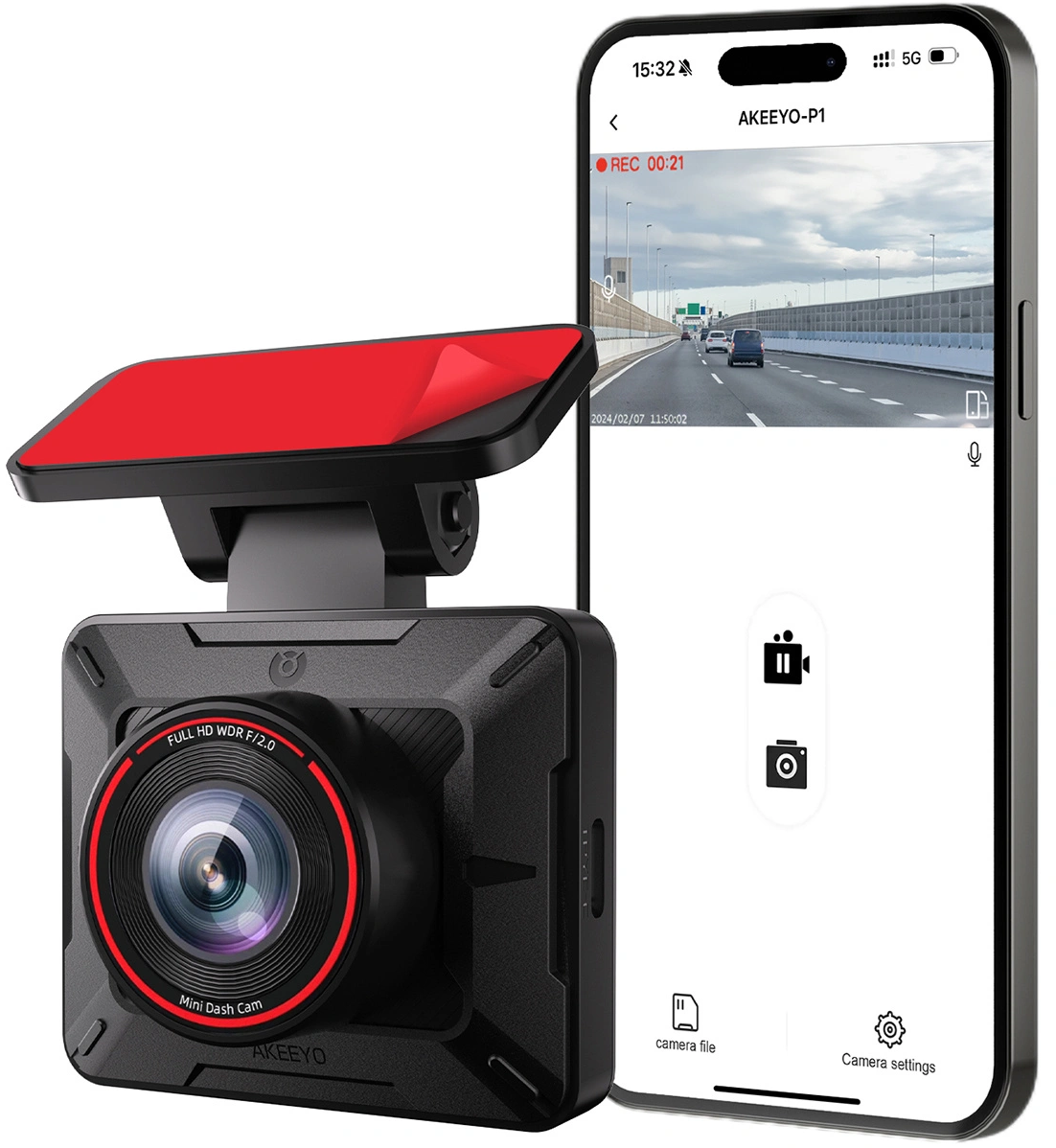 Akeeyo P1 Car Camera, 1080P, Wi-Fi