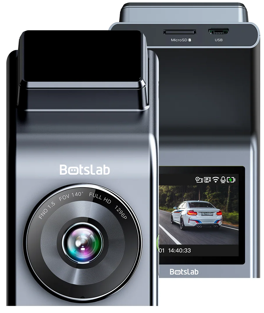 Botslab G300H Plus Front and Rear Car Camera, 4K, Wi-Fi, GPS, 2.4-inch Display