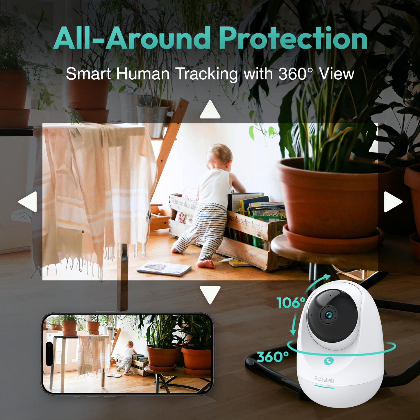 Surveillance Camera Botslab 2E Pro C213, Wi-Fi, 2K, 2K, Indoor 
