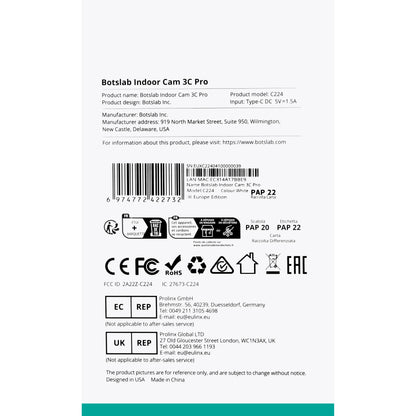 Surveillance Camera Botslab 3C Pro C224, Wi-Fi, 4K, Indoor 