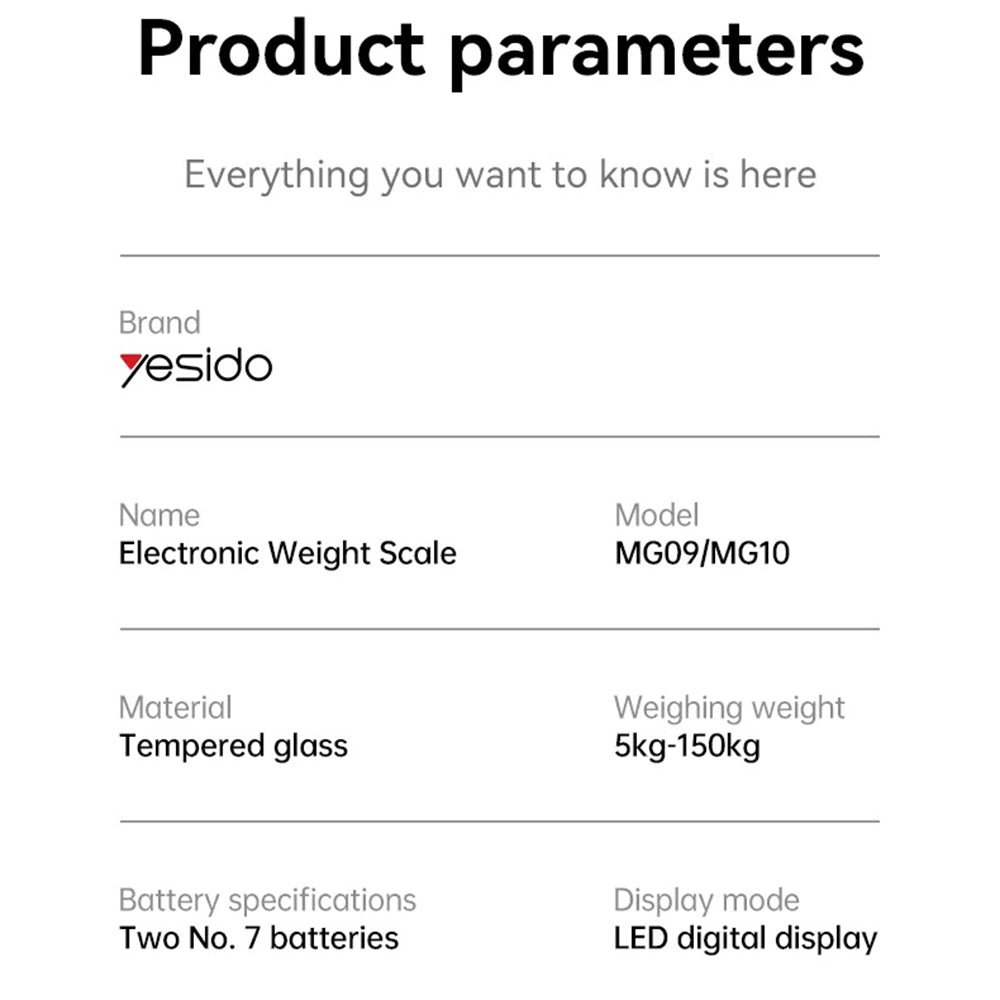 Yesido MG10 Digital Scale, Black
