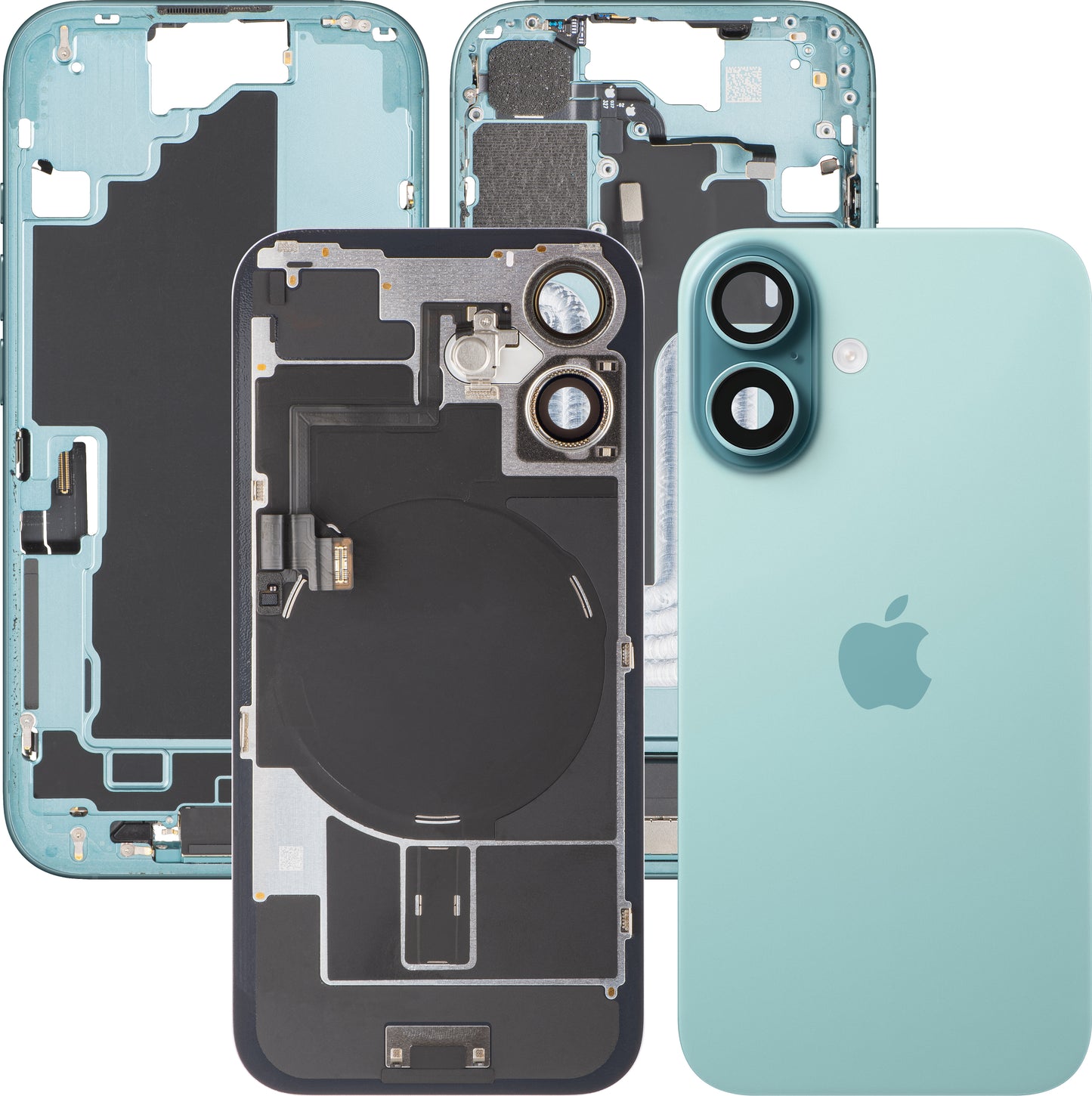 Apple iPhone 16 Battery Cover, With Middle Frame, Full Parts, Teal (Teal), Swap