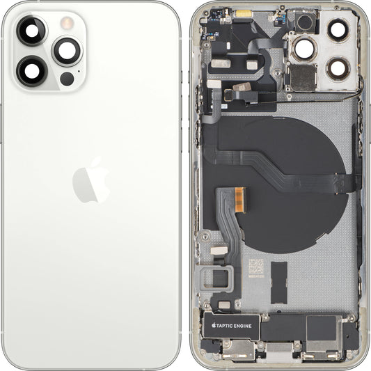 Apple iPhone 12 Pro Battery Cover, With Middle Case, Full Parts, Silver, Swap