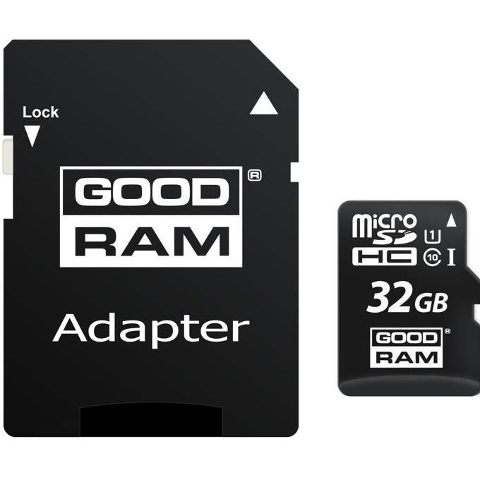 GoodRam microSDHC Memory Card, 32GB, Class 10 / UHS-1 U1, With Adapter