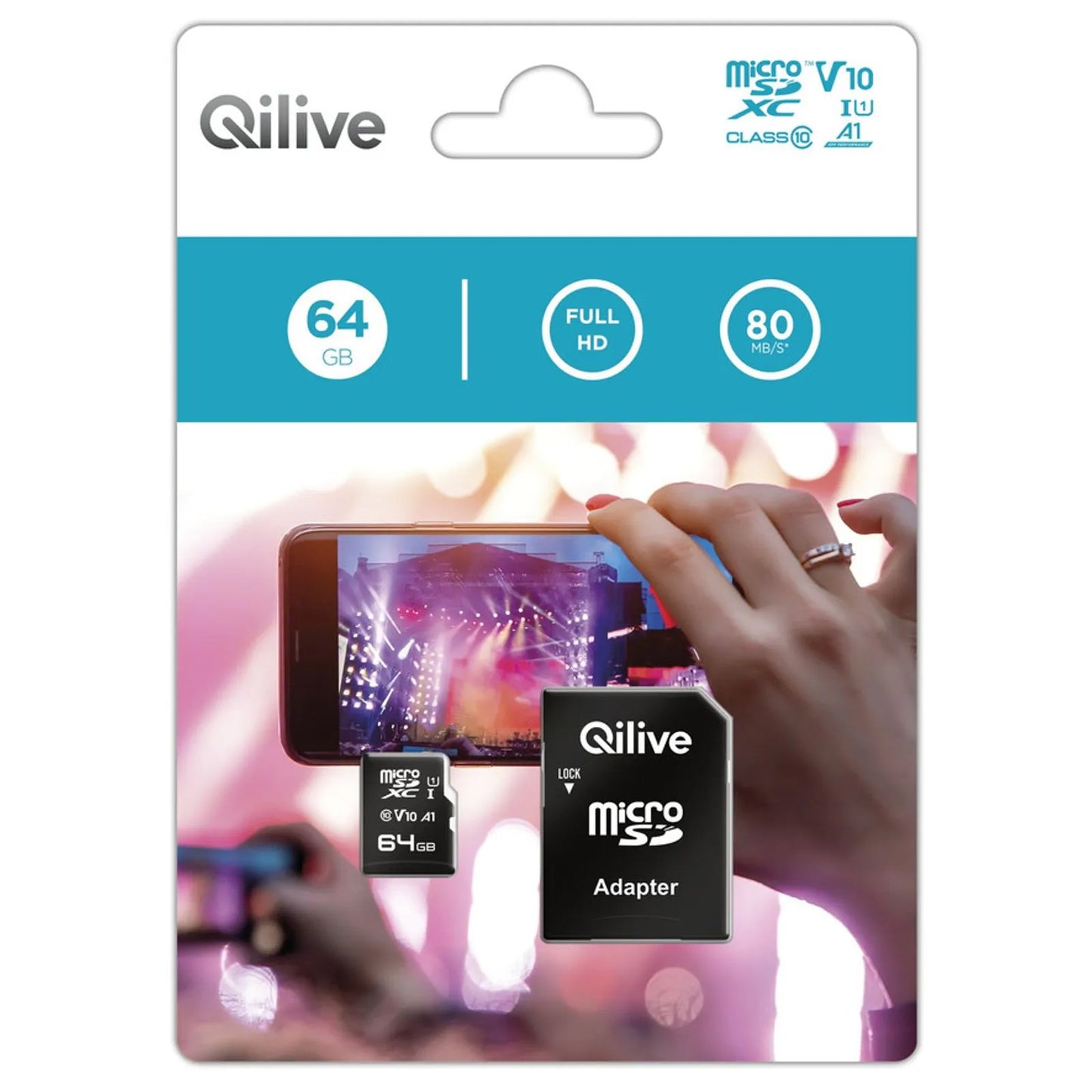 Qilive Android A1 microSDHC Memory Card, 32Gb, Class 10 / UHS-1 U3, With Adapter EKMSDM32GHC10U3QL2