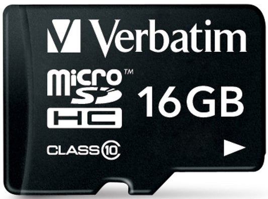 Verbatim microSDHC Memory Card, 16Gb, Class 10 / UHS-1 U1, With Adapter