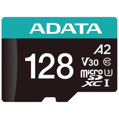 Adata Premier Pro microSDXC Memory Card, 128GB, Class 10 / UHS-1 U3, With Adapter AUSDX128GUI3V30SA2-RA1