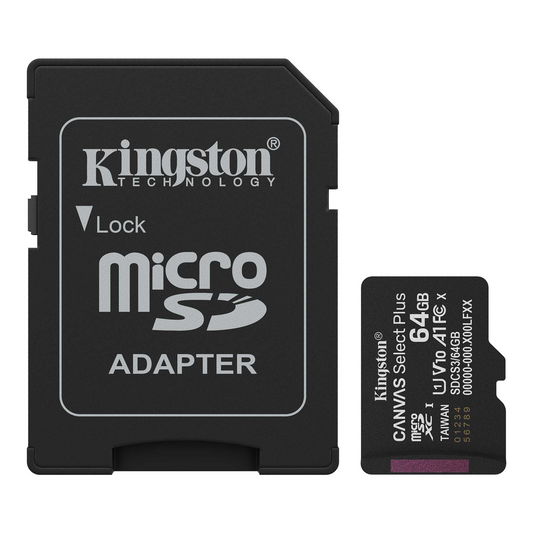 Kingston Canvas Select Plus Android A1 microSDXC Memory Card, 64Gb, Class 10 / UHS-1 U1, With Adapter SDCS3/64GB